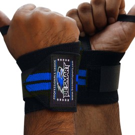 Be Smart Weightlifting Training Fitness Wrist Support Cotton Wraps Bandage Straps 18" (Blue, One Size)