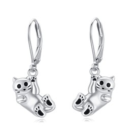 CUOKA MIRACLE Small Hoop Earrings with Animal Pendant, Sloth, Horses Panda, Fox, 925 Sterling Silver, for Women, Girls, Daughter, Valentine's Day Gift, Sterling Silver, Moonstone