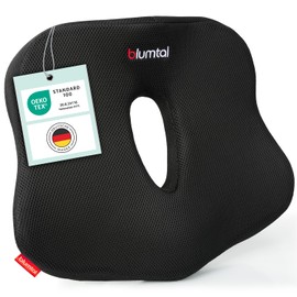 Blumtal Sitzkissen Bürostuhl – Keilkissen Schwarz Steißbeinkissen - Ergonomisches Sitzkissen Auto – Hämorrhoiden Sitzkissen Stuhl – Steißbeinkissen, Sitzpolster Stuhl – Optimales Bürostuhl Sitzkissen