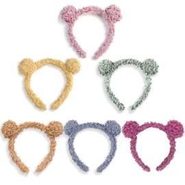 She's Shining 6 Pieces Cute Fleece Headband for Women Girls Bear Ears Headband for Makeup Washing Face Spa Shower Beauty Skin Care