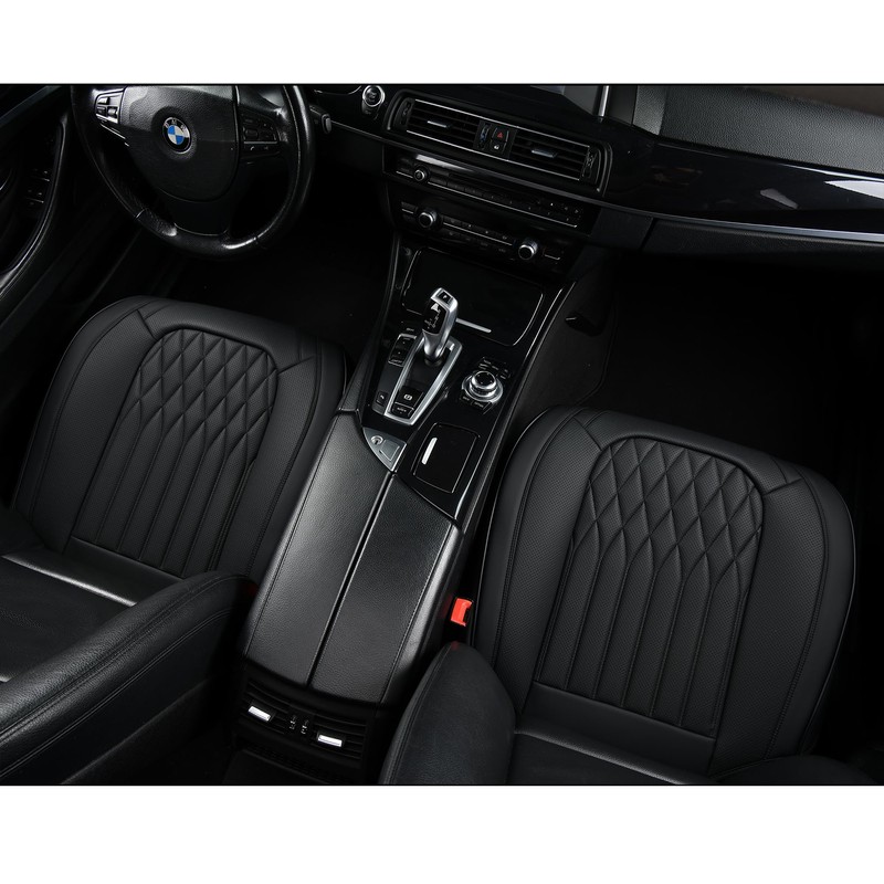 BWTJF Black Car Seat Cover 2 Pack, Universal Leather Front