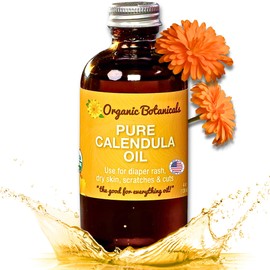 Organic Botanicals, Calendula Oil Organic for Skin- Trauma Skincare from Local Infused Calendula Flowers, Eczema Oil, Certified Organic, 4 Oz