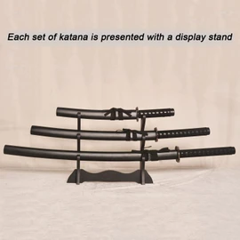 3pc Set Japanese Samurai Sword with Display Stand,Iaido Katana,Matte Texture