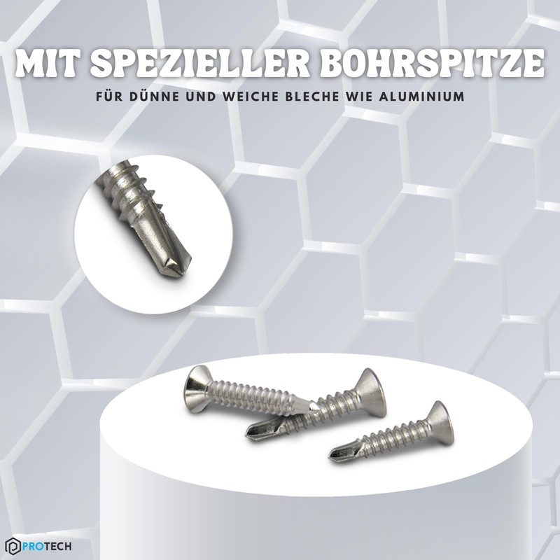 PROTECH Pack of 200 Drilling Screws 4.8 x 38 mm