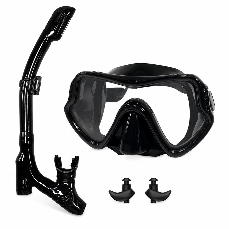 Snorkel Mask Set for Adults – Tempered Glass Diving Goggles