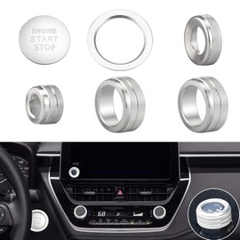 for Toyota Corolla 2023 2024 2025 Air Conditioner, Mirror Knob Cover, Push Start Button Trim, Volume Knob Cover, Corolla Interior Trim (6pcs) (Silver)