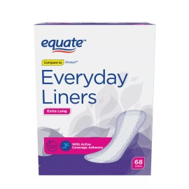 EQUATE 6 Packs of 68 Count (408) Equate Everyday Liners Cotton Extra Long Unscented