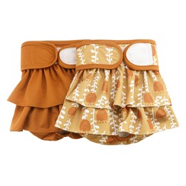 Hisprout Female Dog Skirt Nappy, Reusable, Washable, Durable Puppy Nappy (S, Brown Flower)