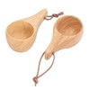 2Pcs Camping Mug Drinking Tea Cup Rubber Wood Mini Portable
