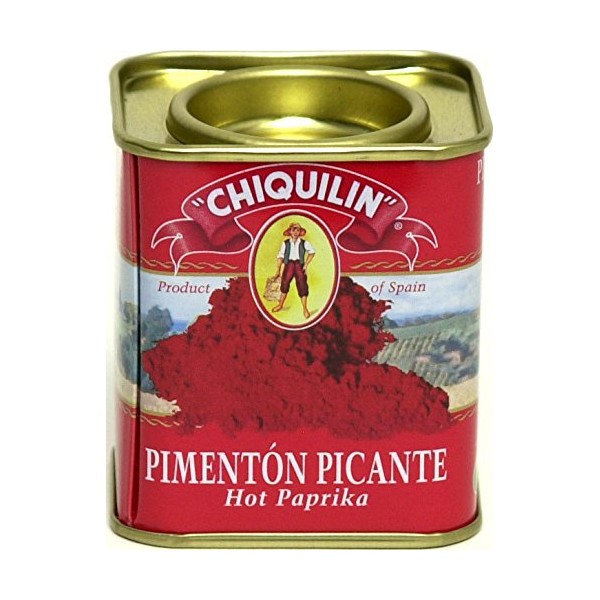 Hot Paprika Gourmet Chiquilin Pimenton Picante Tin From Spain Slightly Sweet-smoky with Spicy Kick Gluten Free 2.64 Oz (2 Pack) for Latin Cooking