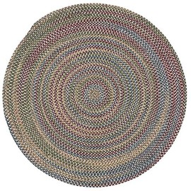 HNU Handcrafted 4' x 4' Round Cabin & Lodge Indoor Textured Braided Weave Soft Comfortable Wool Area Rug, Casual Long Lasting Durability Multi Colored Ash Farmhouse Area Rug, Living Room Decor