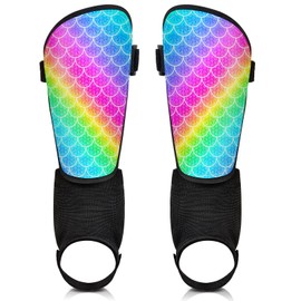 Soccer Shin Guards Kids Girls Youth, Shin Pads Protection Girls Shin Guards Soccer for Kids 2-7 Years Old for Football Games, EVA Cushion Protection Reduce Shocks and Injuries (Mermaid, Medium)