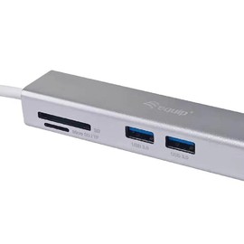 Equip 133480 Adapter USB-C/ 5-in-1 USB-C Multifunctional Adapter/HDMI/2xUSB3.0/SD/4K30Hz/0.15m/Silver