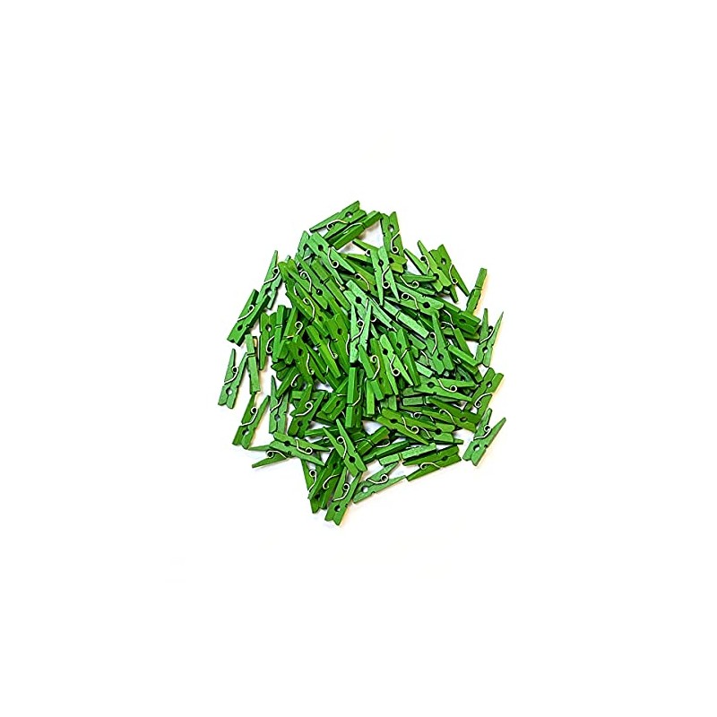 100 Mini Wooden pegs (Green)