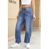 Ladyful Barrel Jeans for Women Wide Leg Elastic Mid Rise