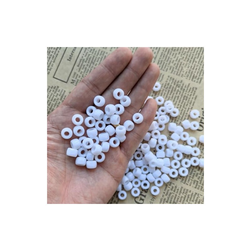 Amaney White Pony Beads with Storage Box 6x9mm Acrylic Beads