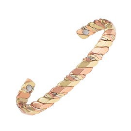 EnerCoppeX Copper Magnetic Bracelet for Women - Detox Jewelry with 3500 Gauss Magnet, Adjustable Cuff Bangle (P)