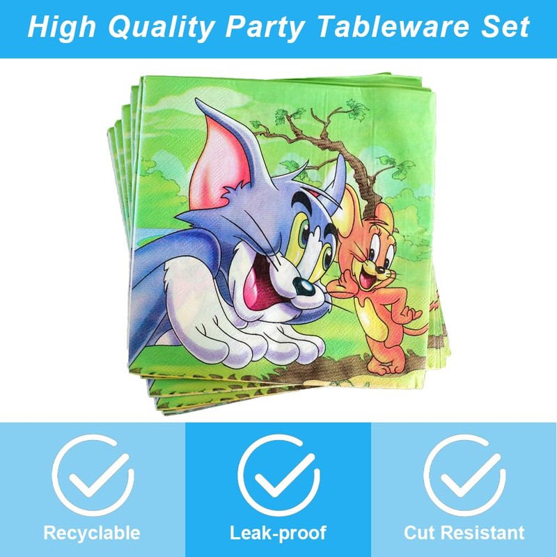 40Pcs Tom and Jerrys Party Supplies 20 plates, 20 napkins