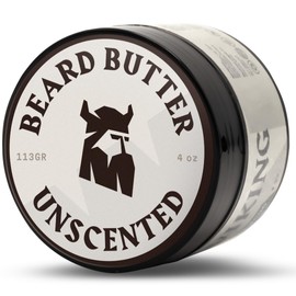 Striking Viking Unscented Beard Butter - 113 g Tin - Non-Greasy Grooming with Unscented Styling Cream - Soothing & Taming Beard Balm - Versatile Pre-Shave Balm