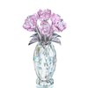 H&D HYALINE & DORA Pink Crystal Rose Flower Paperweight,Glass Rose