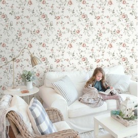 Heroad Peel and Stick Wallpaper Floral Contact Paper Vintage Rose Wallpaper Pink Flower Coquette Wall Paper for Bedroom Cabinets Renter Friendly Removable Self Adhesive Vinyl Thicken 16.1In x 32.8Ft