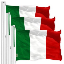 G128 3 Pack: Italy Italian Flag | 3x5 Ft | LiteWeave Pro Series Printed 150D Polyester | Country Flag, Indoor/Outdoor, Vibrant Colors, Brass Grommets, Thicker and More Durable Than 100D 75D Polyester