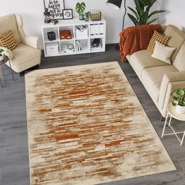 Superior Indoor Large Area Rug, Washed Brick Style, Floor Throw Decor for Bedroom, Kitchen, Office, Dining/Living Room, Dorm, Playroom, Entryway, Jute Backing, Culver Collection, 7' x 9', Rust