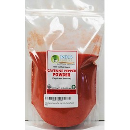 Indus Organics Cayenne Pepper Powder (40,000 SHU), 1 Lb Bag, Steam Sterilized, Premium Grade, High Purity, Freshly Packed