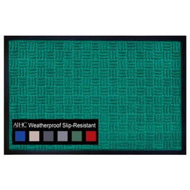 A1HC Indoor Outdoor Mat, Front and Back Entrance Welcome Mats, Large Front Door Patio Mats 32X48 Inches, Garage Mats, Office Mats, Non-Slip Easy Clean Entrance Washable Large Size Doormats, Green