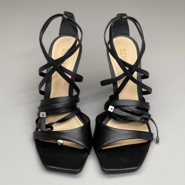 SCHUTZ Bryce Ankle Tie Women's Leather High Heel Strappy Sandal Black Sz 9.5B (N