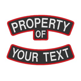 Parazon Custom Embroidered Top and Bottom Rocker Patch - Property of Protect by Motorcycle Biker Sew on Patch 4"" ~ 14"" (PO-01) - 2 pc