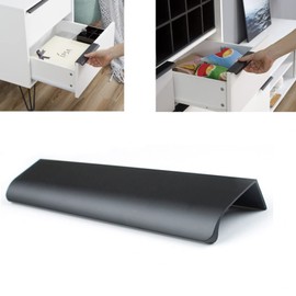 MOVKZACV Black Drawer Pulls, Finger Edge Pull Concealed Handle,Modern Style Cupboard Handles for Home Kitchen Door Drawer Cabinet Aluminum Alloy (1Pc L:200mm)