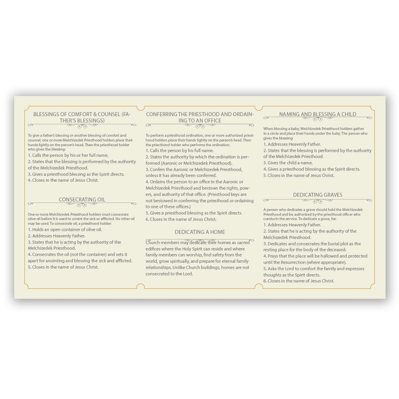 LDS Bookstore Tri-fold Priesthood Ordinance Pocket Card for Newly Ordained