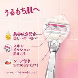 VENUS Razor Razor with Soap, Strawberry Field Scent, Moist Skin Replacement Blades, 6 Pieces, Comfort Glide