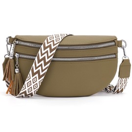 LANXINGLUO Stylish Bum Bag Women's Large Shoulder Bag Women's Wide Strap 5 cm with Credit Card Compartment and 2 Shoulder Straps Black, grey, Contemporary