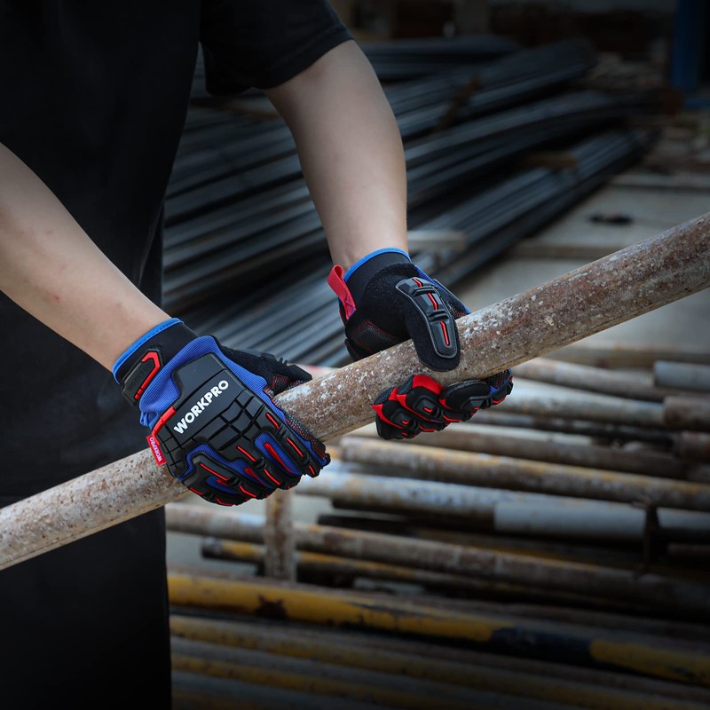 WORKPRO Heavy Duty Work Gloves, Synthetic Leather Impact Protection Working
