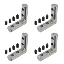 sourcing map L-Shape Interior Joint Bracket, 4Pcs Inside Corner Connectors with M6 Screws for 4040 Series Aluminum Extrusion Profile Slot 8mm (Silver)