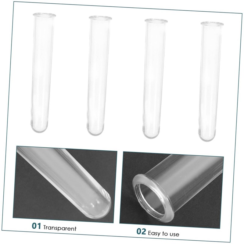 Levemolo 4pcs Transparent Plastic Test Tubes for Hydroponic Plant Propagation