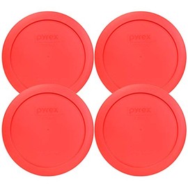 Pyrex 7201-PC 4-Cup Red Food Storage Replacement Lid (4-Pack) - Made in USA