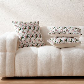 SLEEP ZONE Embroidered Craft Pillow Insert Cover A Design (White+Pink+Green,20 * 20in)
