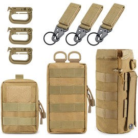 MUCHER 3 Pack Molle Pouches Tactical Pouches EDC Pouch Organizer Molle Bag Utility Pouch with 3 Carabiners and Key Rings for Outdoor Hiking Hunting Camping Training
