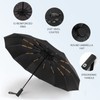 LAMA 12 Ribs Folding Umbrella, Windproof Compact Travel Umbrella, Auto