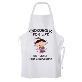 Tribal T-Shirt Men's Chocoholic For Life Not Just For Christmas Chef's Kitchen Apron One Size White