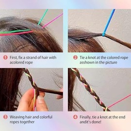 40 Pieces Colorful Hair Wrap String For Braids, 85cm long Multi Rainbow Braiding Hair Styling Tie, Gradient Color Hair Rope Band, DIY Braid Wire Band 