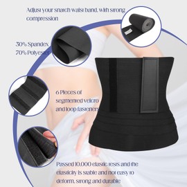 Konxi Waist Trainer Women's Waist Trainer Women's Wrap Waist Trainer Invisible Adjustable Waist Trimmer for Women Formwear Longueur 2/3/4M, black