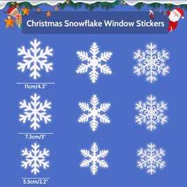 Zyzhogar Christmas Snowflakes Window Stickers,108pcs White Snowflakes Window Clings,Large Snowflake Decal Sticker,Xmas Snowflake Decorations for Home School Office Winter Holiday Party