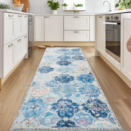 Topllen Washable Kitchen Runner Rugs - 2'x6' Boho Non Slip Hallway Runners, Print Distressed Soft Low Pile Indoor Carpet for Entryway & Bedside & Laundry & Living Room