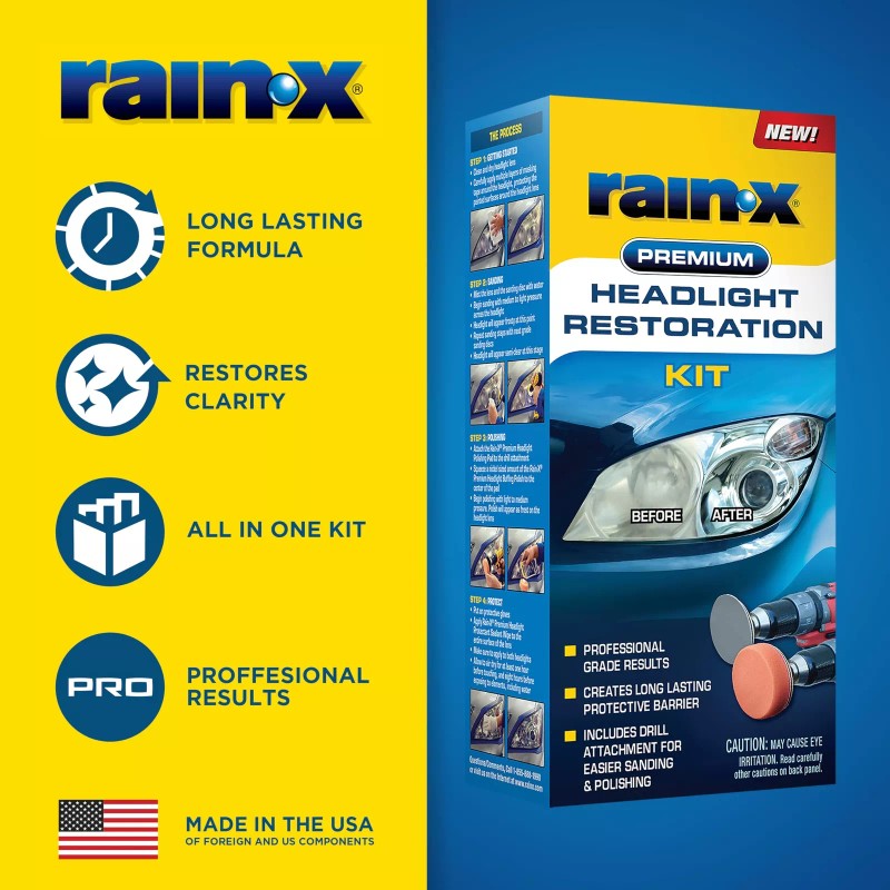 Rain-X Rain X Professional Headlight Restoration Kit Easy DIY Clear
