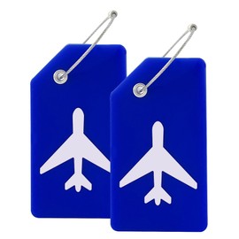 Mziart 2 Pack Silicone Luggage Tags for Suitcases Travel Bag Tags for Luggage, Baggage Suitcase Tags with Privacy Name ID Card (Blue)