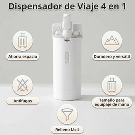 Genérico Dispensador De Viaje 4 en 1, Dispensador para Viaje, Dispensador de Shampoo para Viaje, Bote con Separación de Shampoo Crema Jabón para Viaje (Blanco*1)
